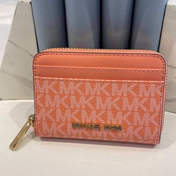 Michael Kors Jet Set Travel Medium Zip Around Card Case Sherbert Multi - Picture 1 of 16